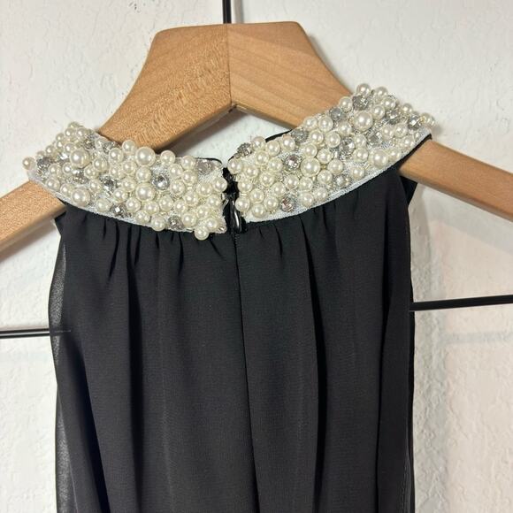 ADRIANNA PAPELL WOMEN'S PEARL MOCK NECK JERSEY MINI DRESS BLACK 10 BRAND NEW - Picture 7 of 8